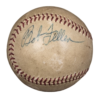 Jackie Robinson and Bob Feller Dual Signed Baseball 1962 HOF Inductees (PSA/DNA)